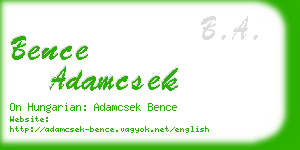 bence adamcsek business card